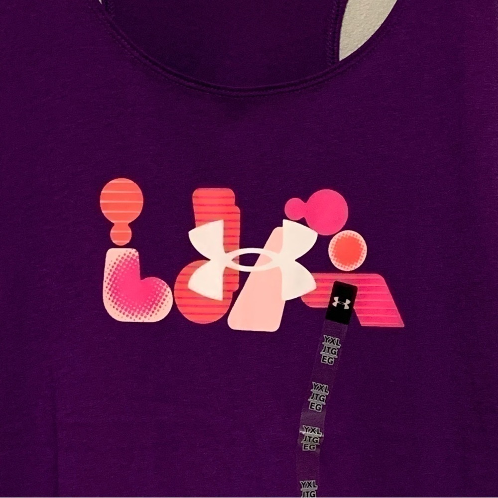 NWT. UNDER ARMOUR Girls’ Graphic Tank - Picture 3 of 4